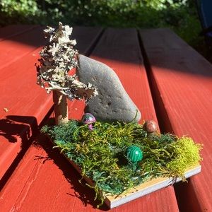 Crystal Mushrooms and Moss Display